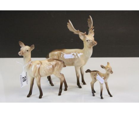 Beswick ceramic group of three to include; Stag, Doe &amp; Fawn