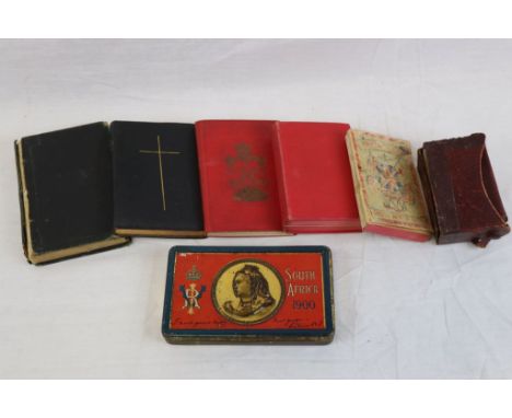 A Small Collection Of Military Items To Include A Boer War Period Victorian New Year Tin, South Africa 1900, Decorated With A