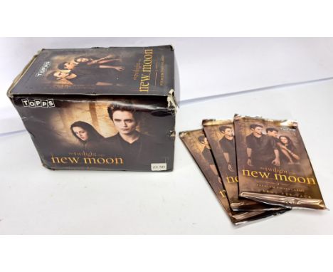 Topps The Twilight Saga New Moon Premium Photocards Shop shelf container with 36 sealed packets. Box Poor to Fair, cards seal