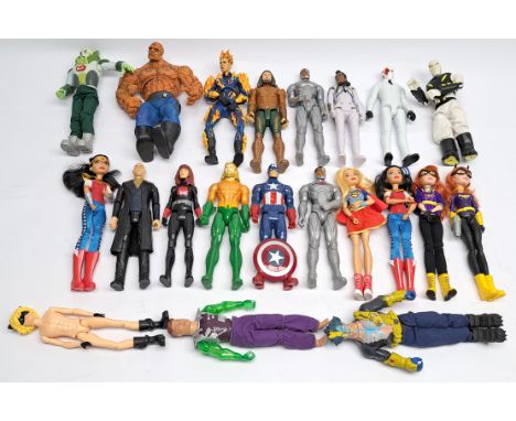 Quantity of 12" action figures, to include DC, Marvel, Action Man and similar, Good, unchecked for completeness. See photo.