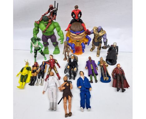 Hasbro Marvel loose 6inch scale figures inc Hulk, MODOK, Thanos, Iron Man, Deadpool, Spider-man, with Ron Burgundy, WWE &amp;