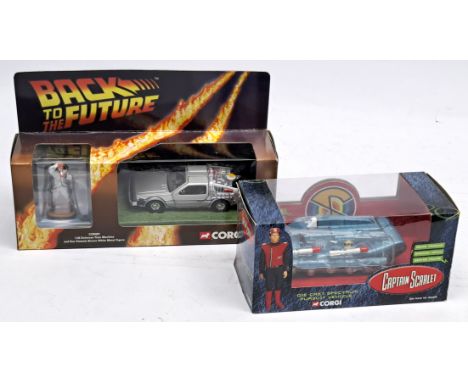 Corgi TV &amp; Film related vehicle pair, to include CC0550 Back to the Future 1:36 scale Delorean Time Machine with Doc Emme