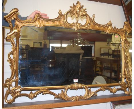 A Chinese Chippendale style giltwood floral decorated rectangular wall mirror, 80 x 110cm