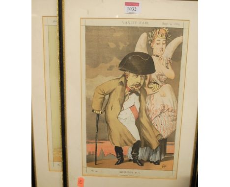 Three framed Vanity Fair colour prints, comprising; Sovereigns No.1 (September 4th 1869), Statesmen No.38 (December 25th 1869