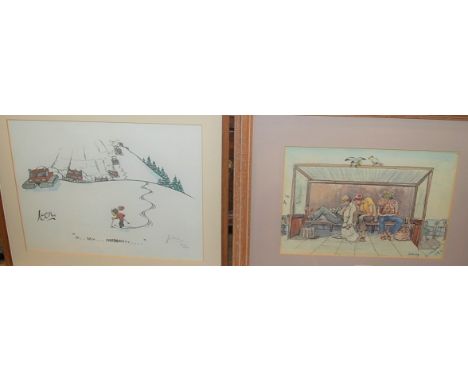 A collection of pictures and prints, to include Malcolm Sanderson - Sailing boats watercolour, Valerie Bachelor - Swans in a 