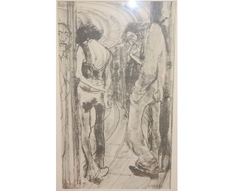 Constance Stubbs - Standing figures, lithographic print heightened in pencil, signed lower right, 52 x 30cm; together with M.