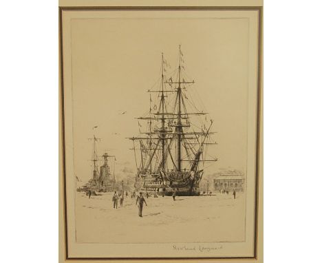 Roland Langmaid (1897-1956) - The shipyard, etching, signed in pencil to the lower margin, visible sheet dimensions 24 x 18cm