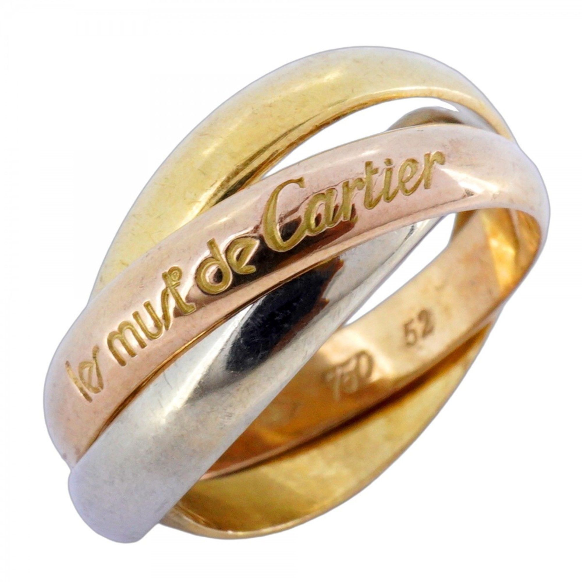 Cartier Trinity Ring, 18K Yellow Gold, White Pink #52, Women's