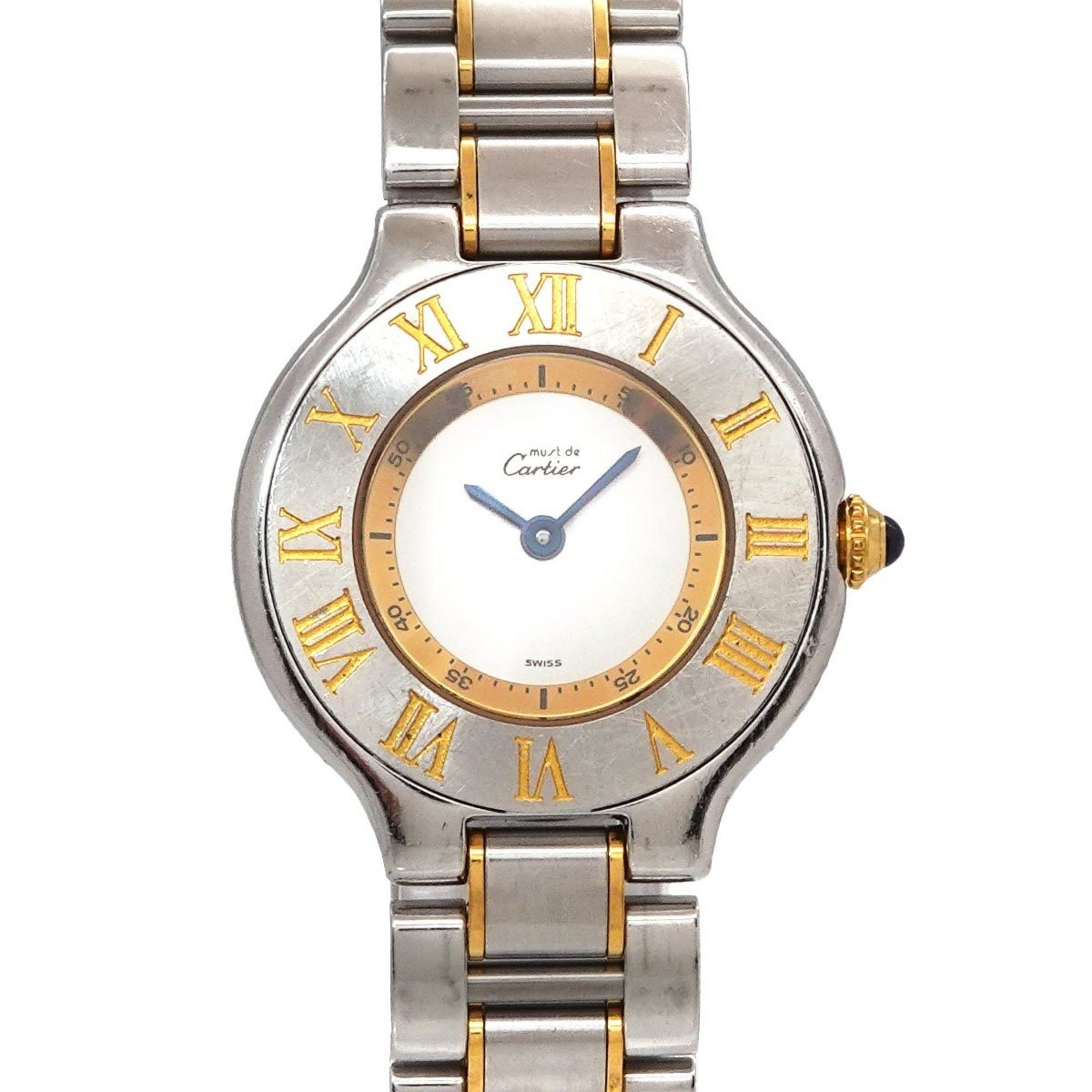 Cartier Must 21 Vantianne Two-tone Watch W10073R6 Women's Silver Quartz