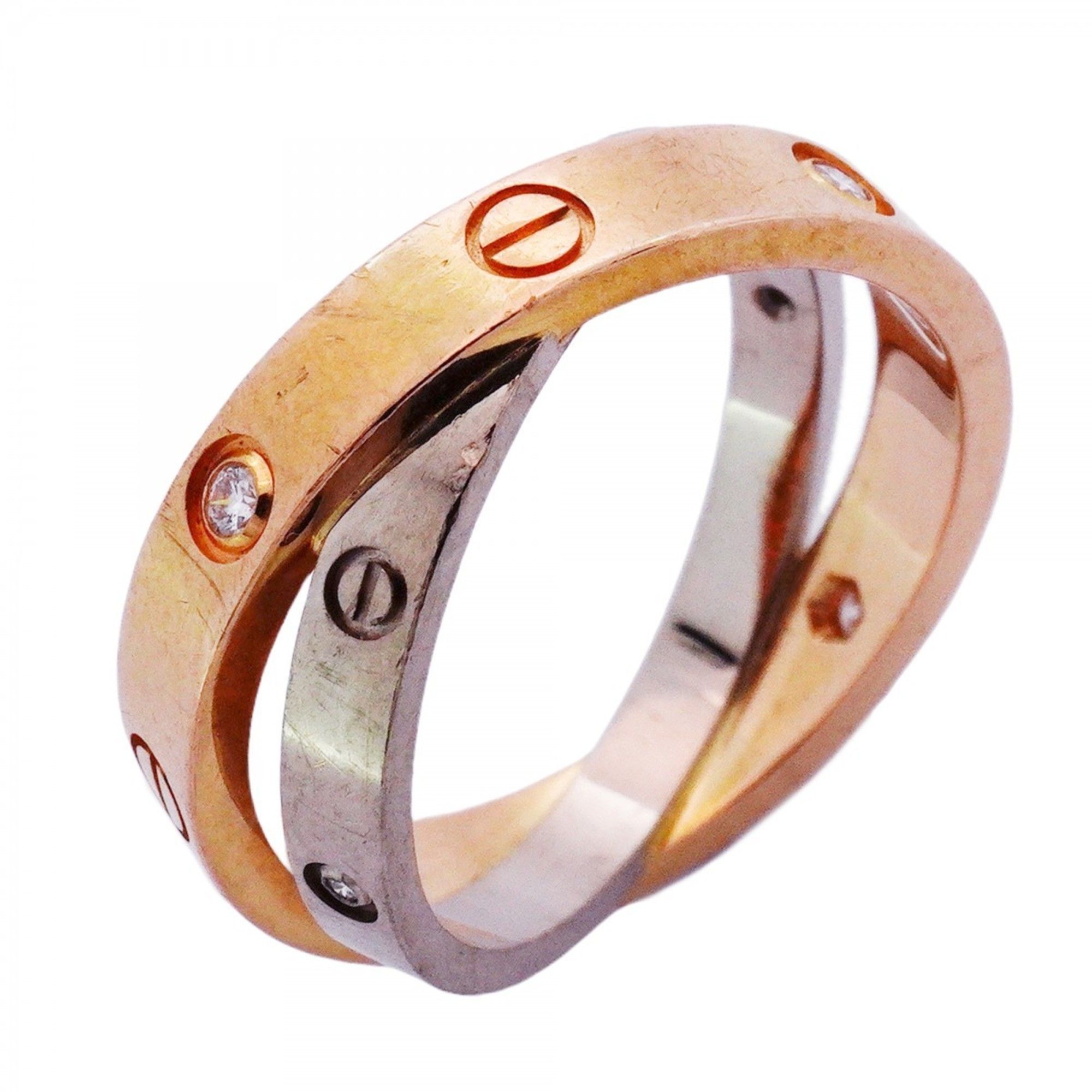 Cartier Be Love 6PD Ring, 18K White Gold, Pink Diamond, #53, Women's