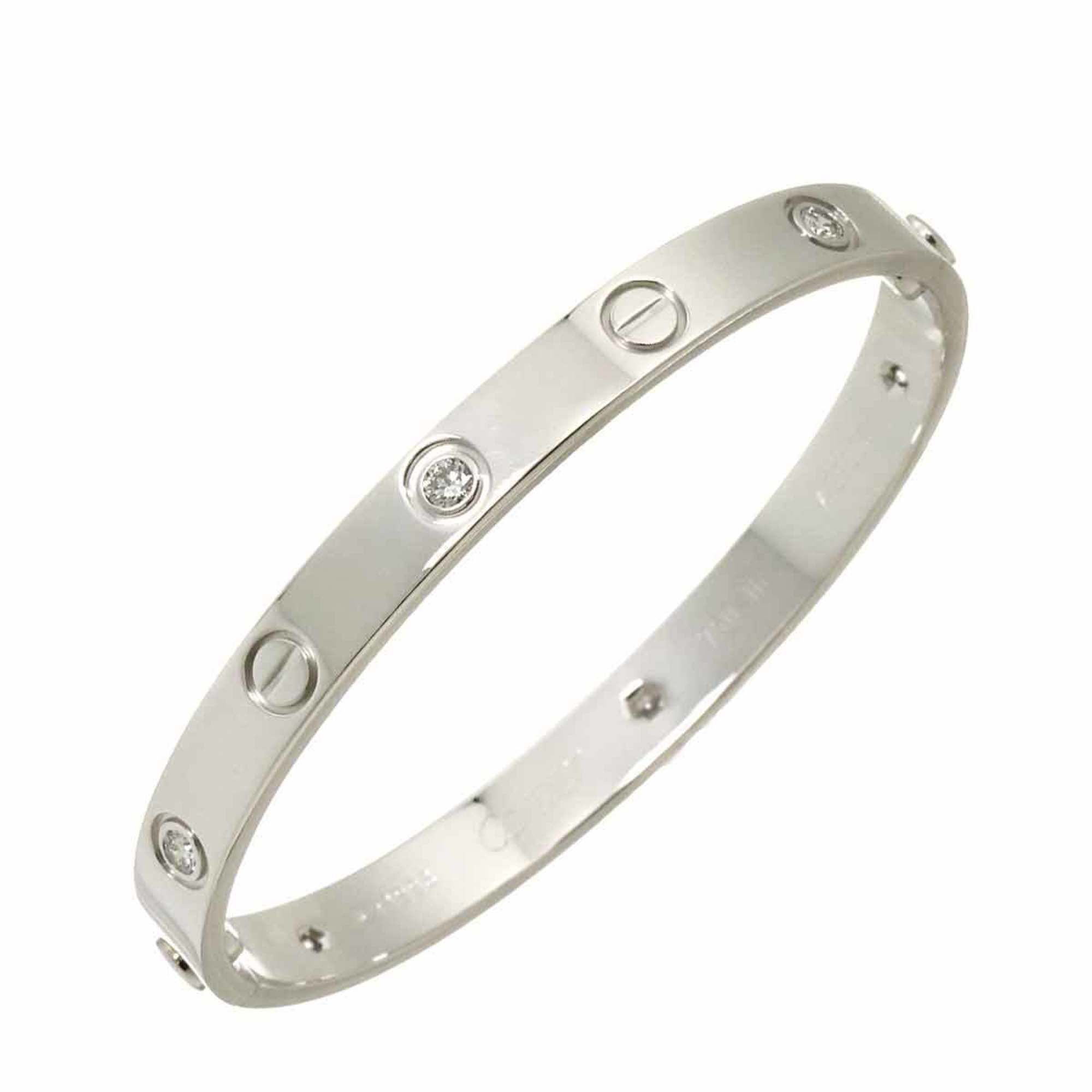 Cartier Love Bracelet, 6 Half Diamonds, #16, 18K White Gold 750, Bracelet Bangle