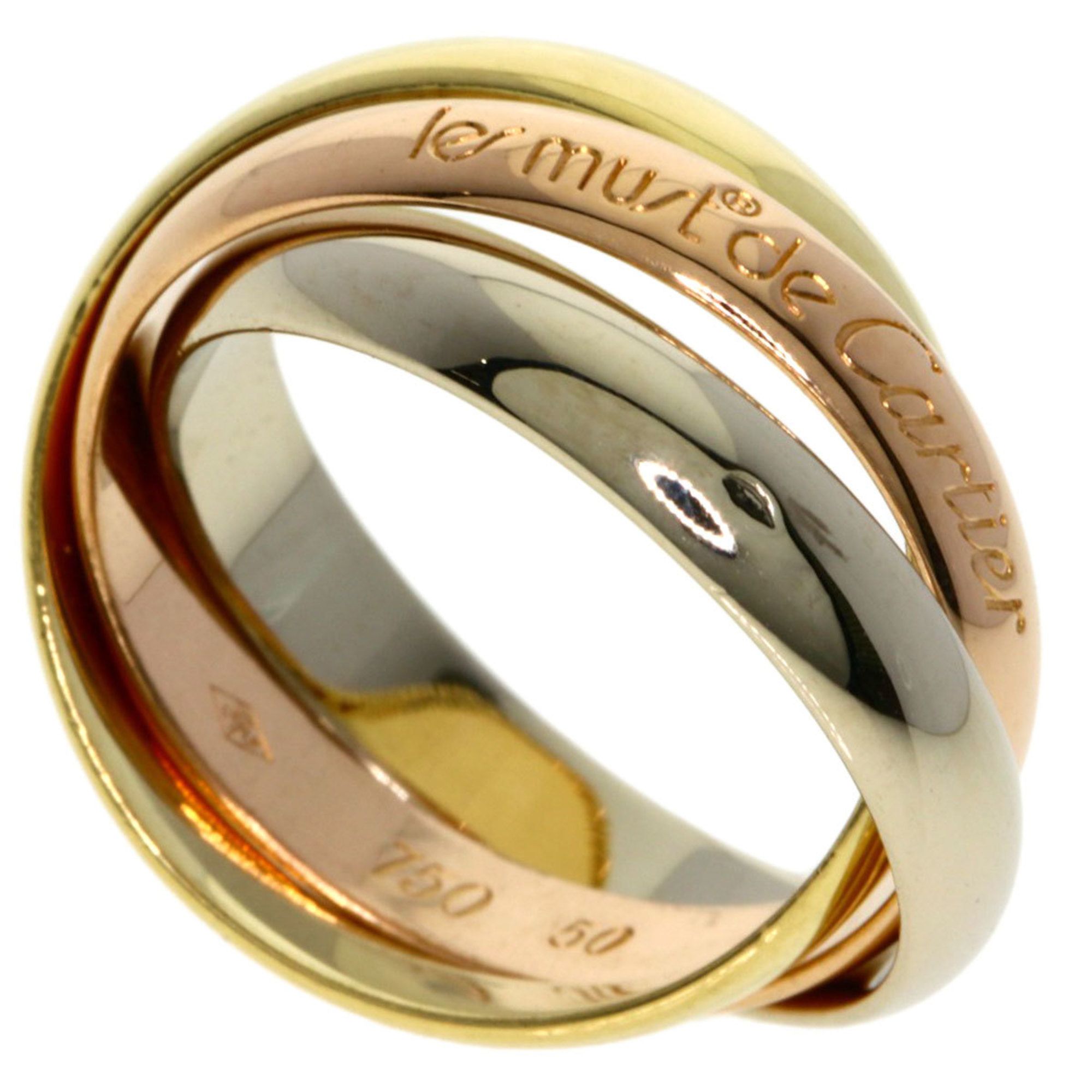 Cartier Trinity #50 Ring, 18K Yellow Gold, K18WG, K18PG, Women's, CARTIER