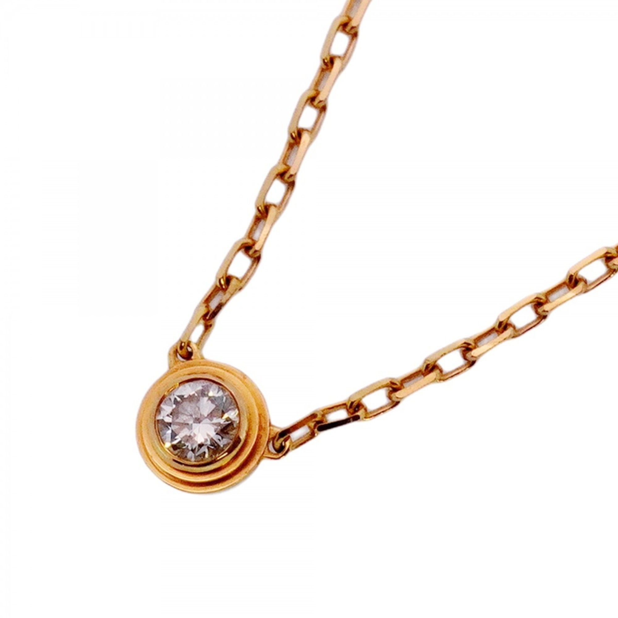 Cartier Amour Necklace, Small, 1PD, 18KPG Pink Gold with Diamonds, Women's
