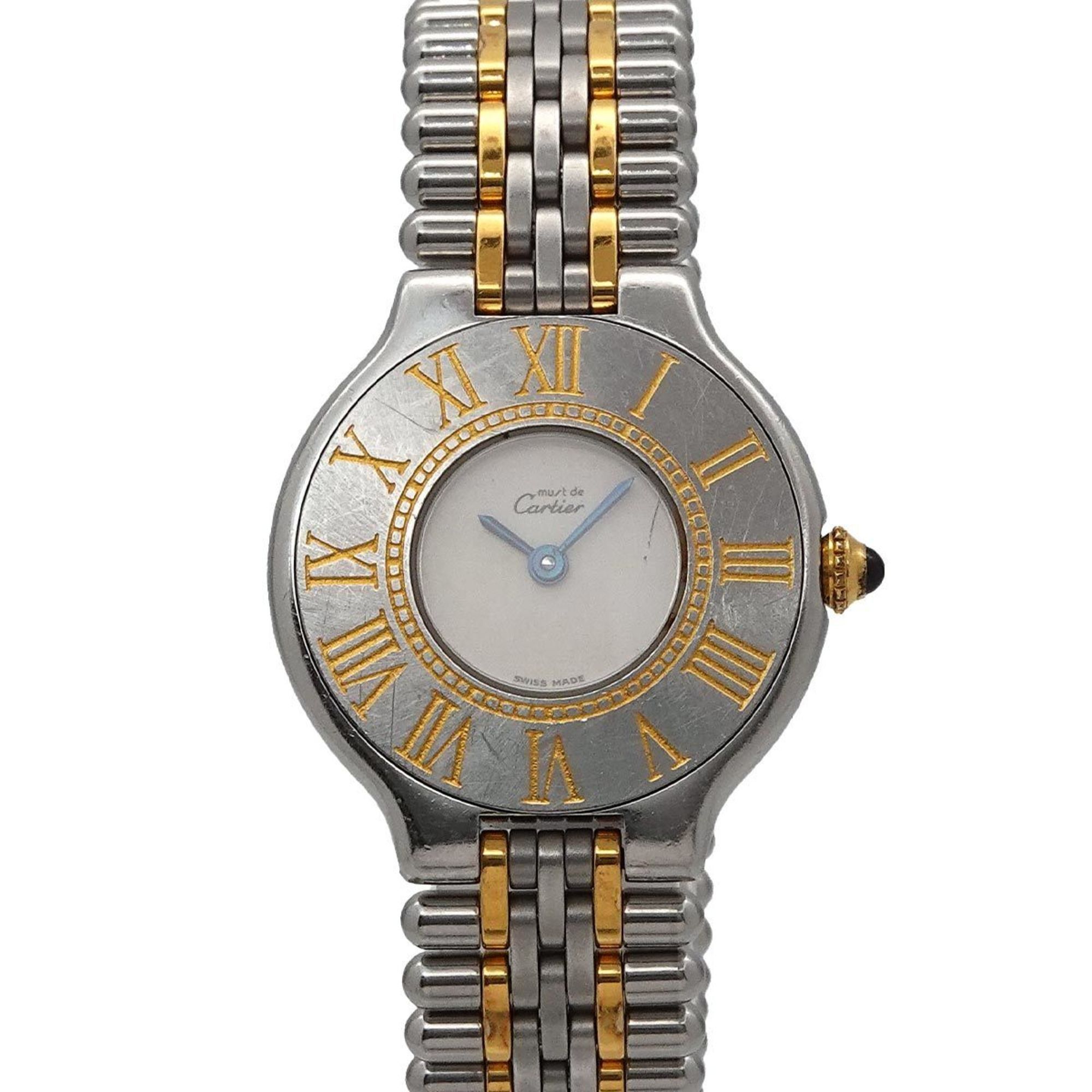 Cartier Must 21 Vantianne Two-tone Watch W10051F4 Women's Ivory Quartz