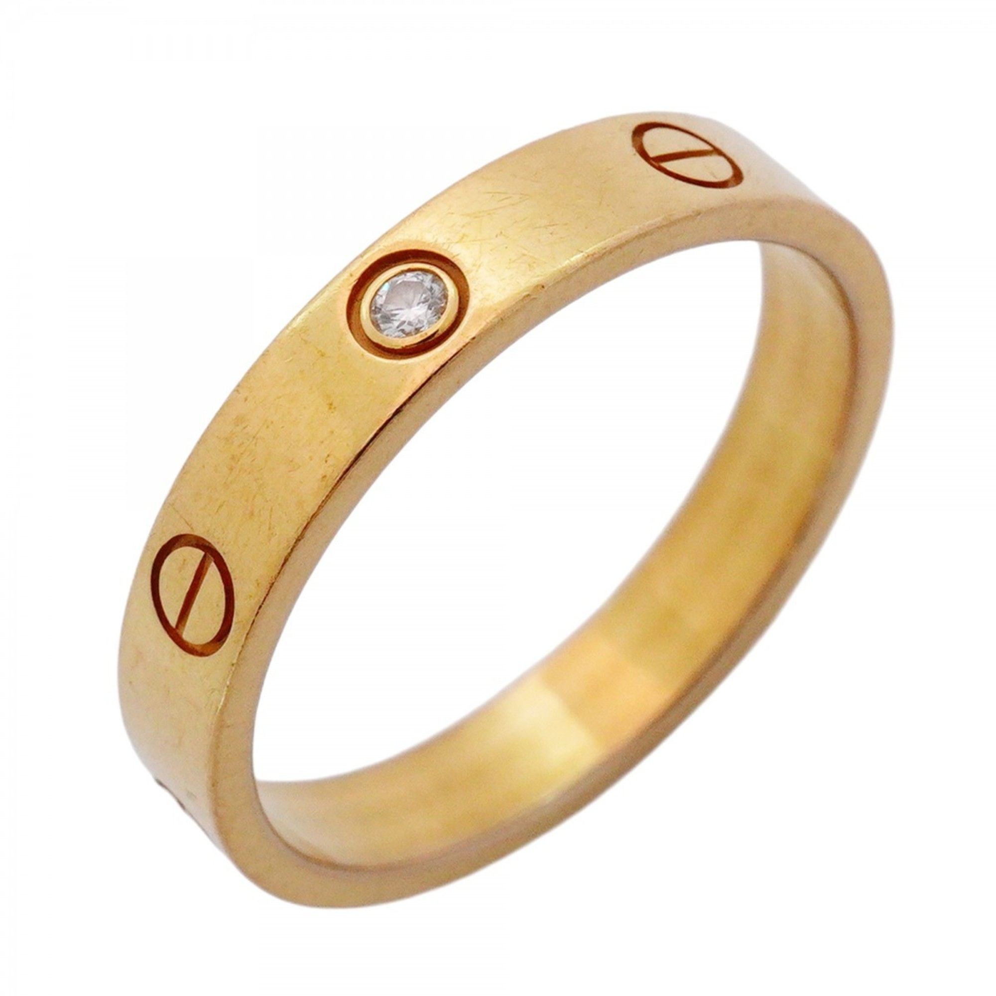 Cartier Mini Love 1PD Ring, 18K Pink Gold with Diamonds, #62, Men's