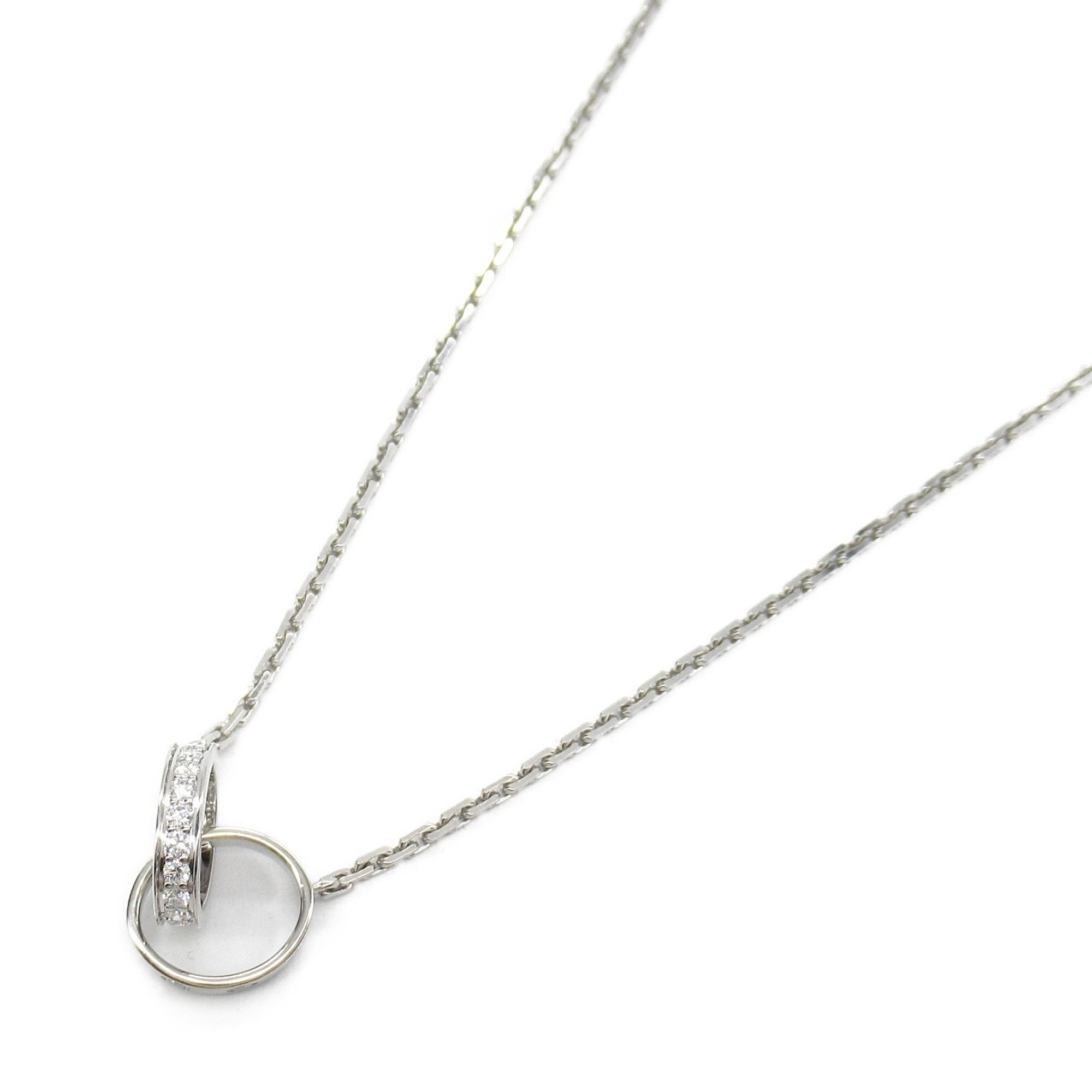 Cartier Baby Love Diamond Necklace in 18K White Gold (K18WG) with Clear Diamonds for Women