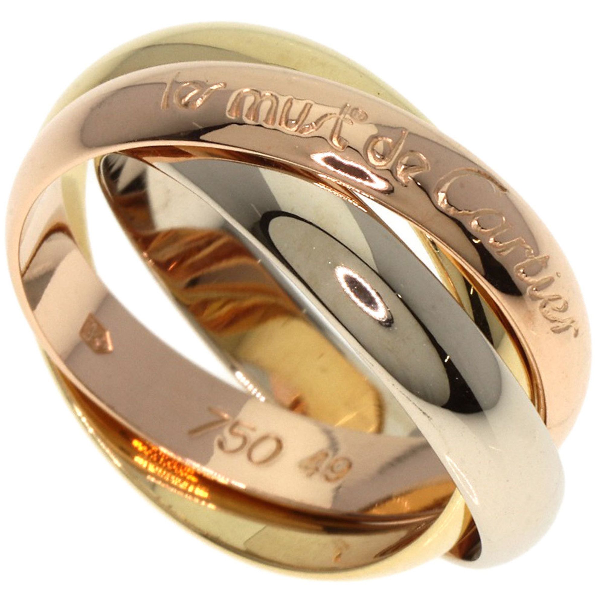 Cartier Trinity #49 Ring, 18K Yellow Gold/18KWG/18KPG, Women's