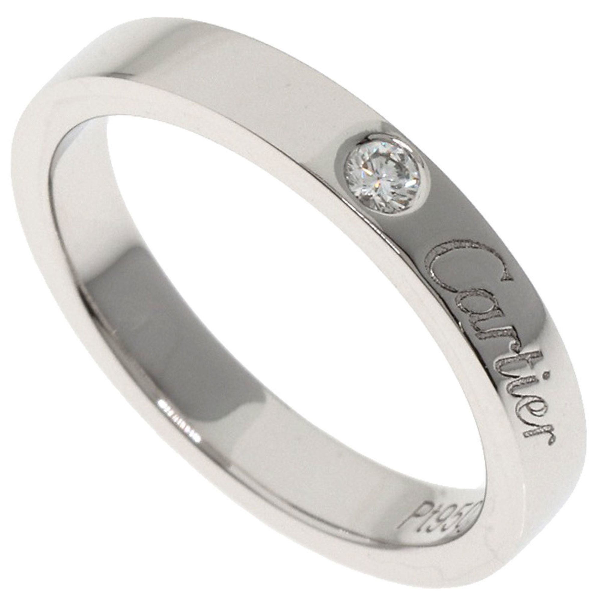 Cartier C de 1P Diamond #47 Ring in Platinum PT950 for Women