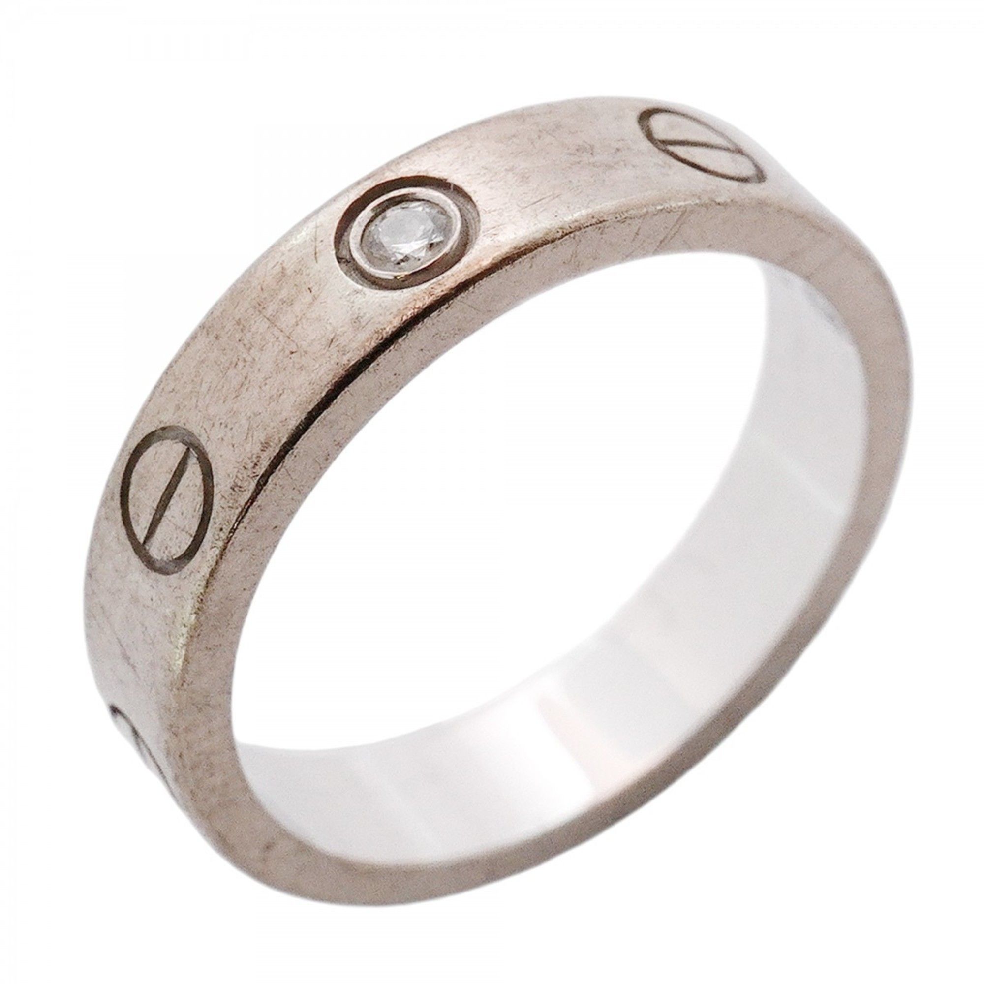 Cartier Mini Love 1PD Ring, 18K White Gold with Diamonds, #49, Women's