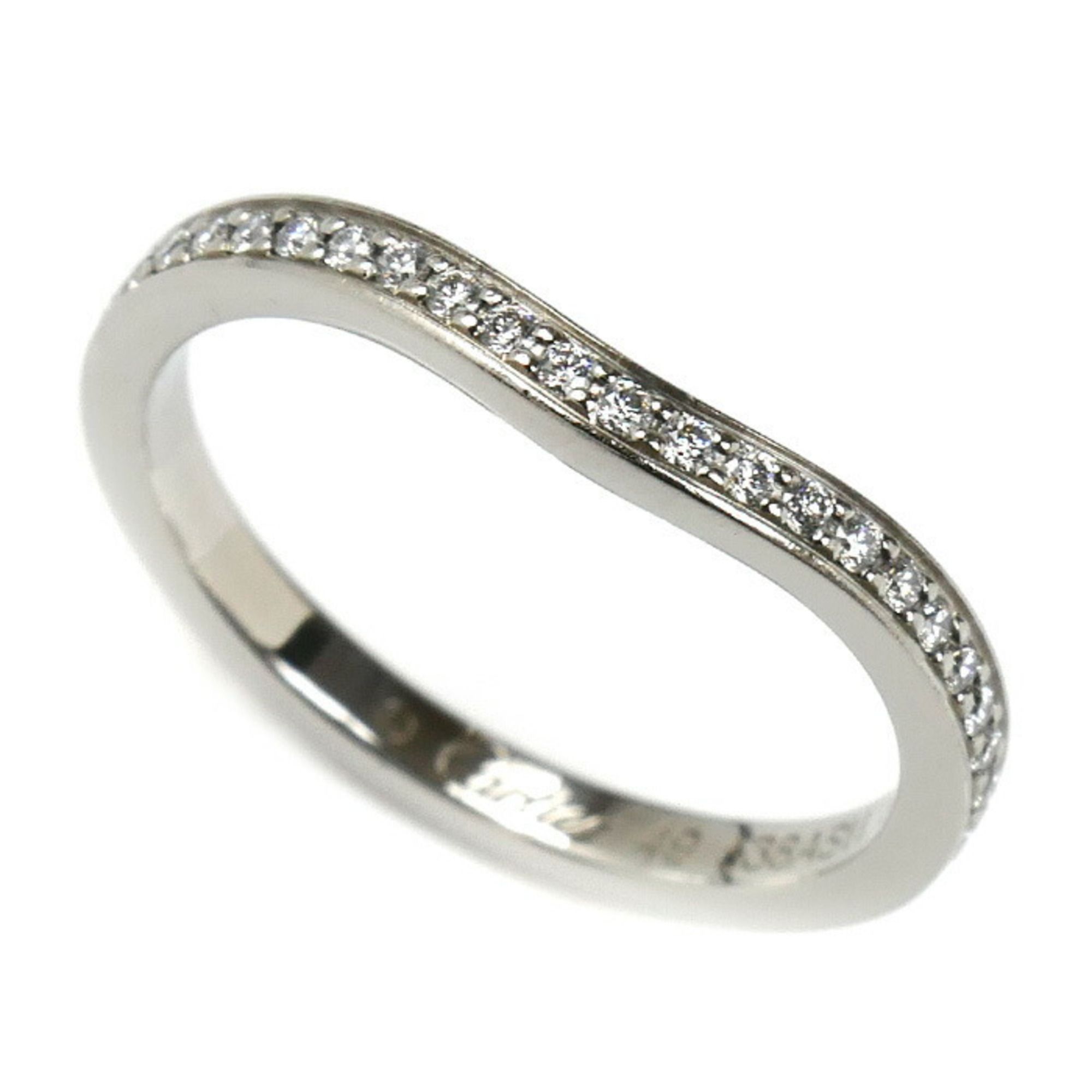 CARTIER Pt950 Platinum Ballerina Curve Half Eternity Diamond Ring, B4093049, Size 9, 49, 3.0g, Women