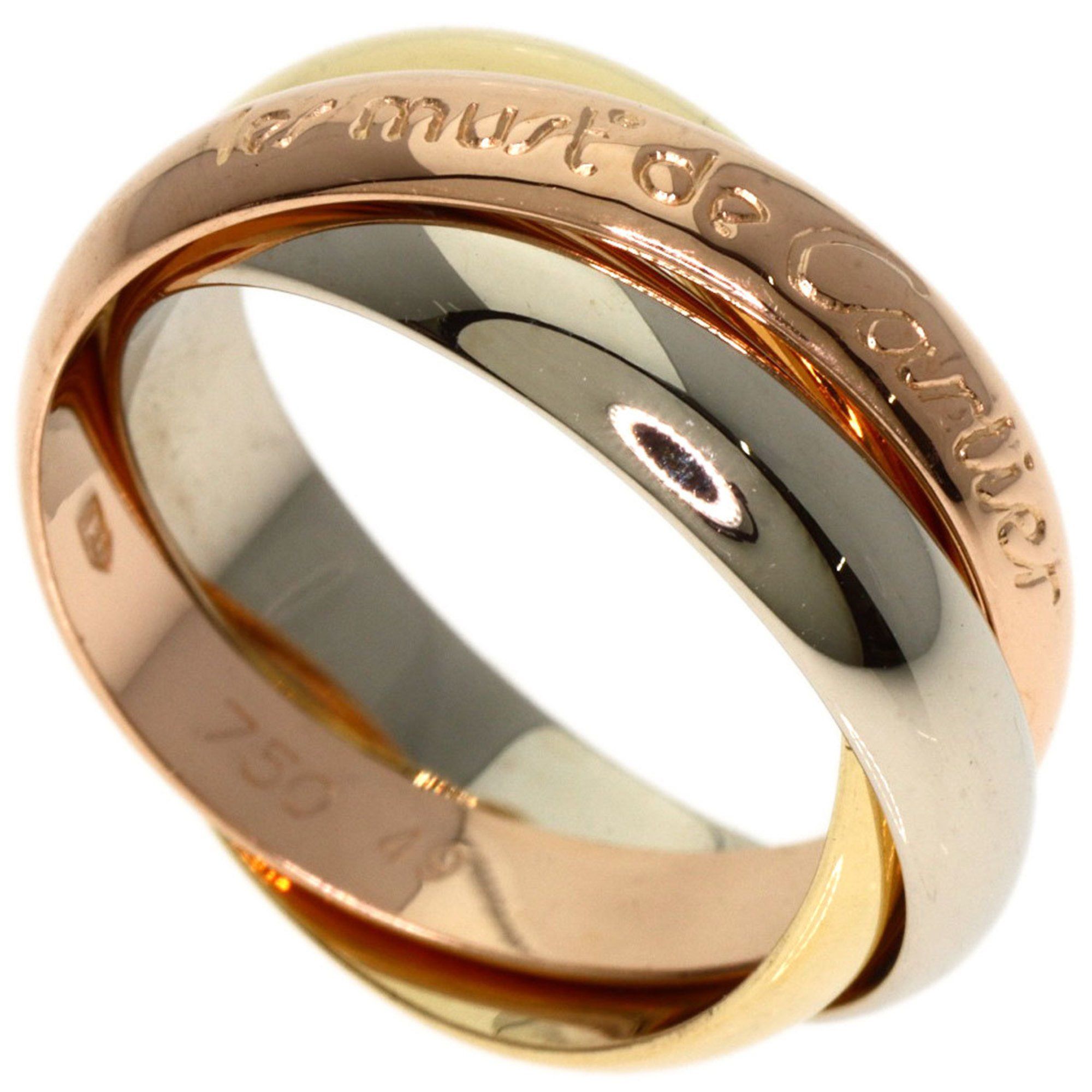 Cartier Trinity MM #49 Ring, 18K Yellow Gold, K18PG, K18WG, Women's