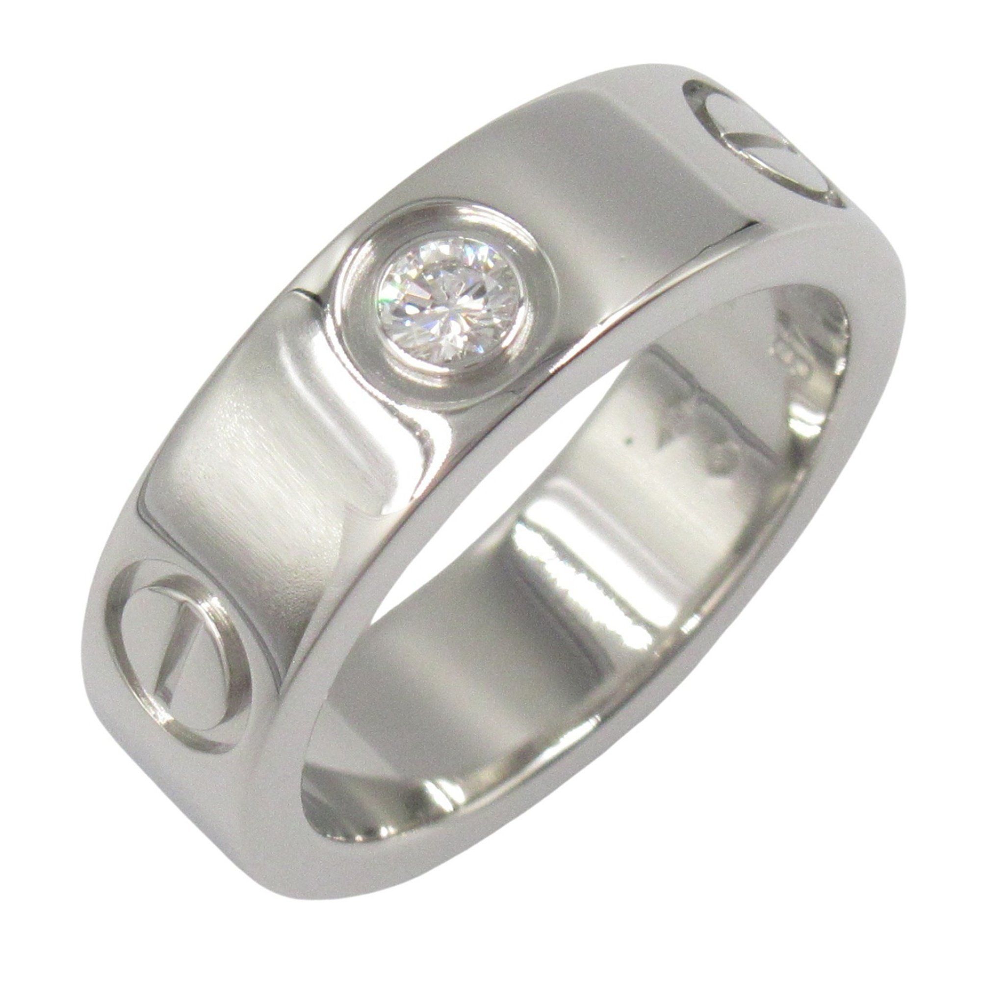 Cartier Love Ring 1PD, Pt950 Platinum with Diamonds, Clear, for Women