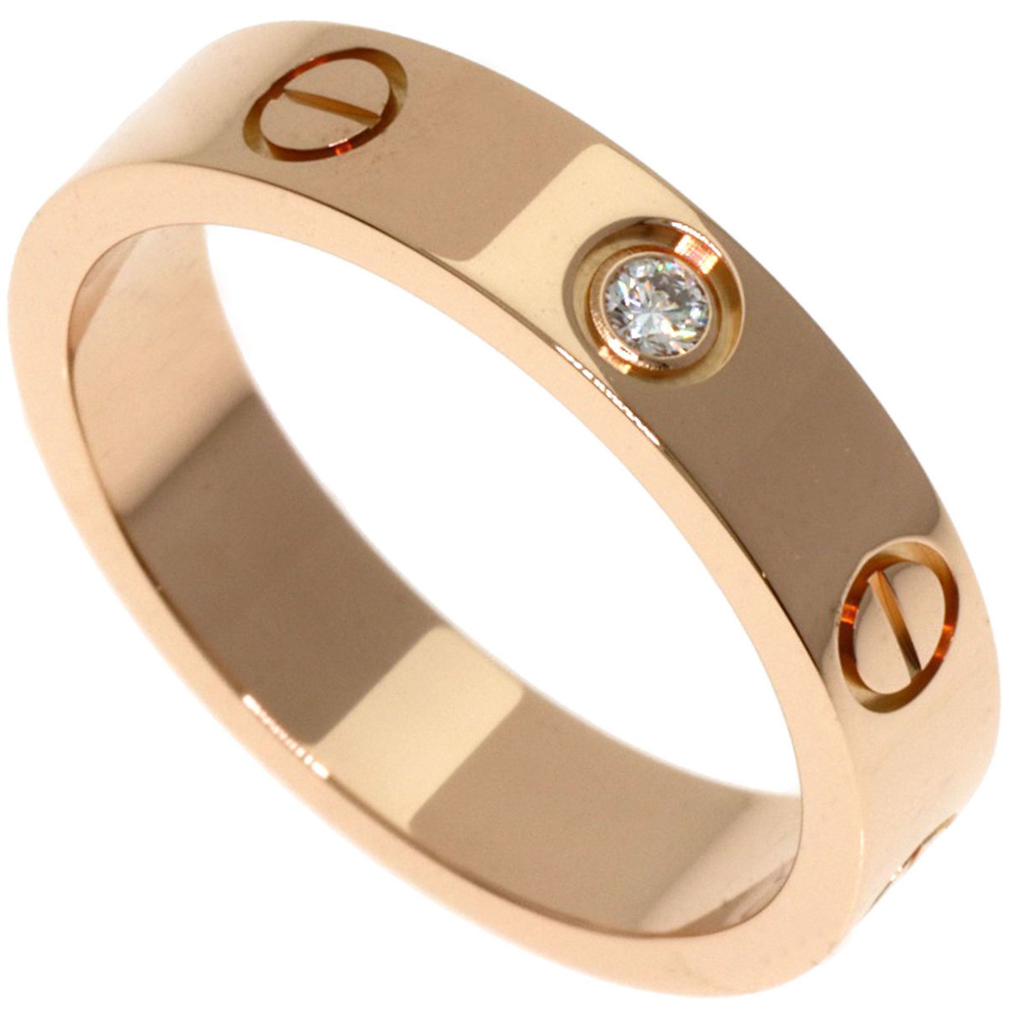 Cartier Mini Love Ring, 1 Diamond, #49, 18K Pink Gold, Women's