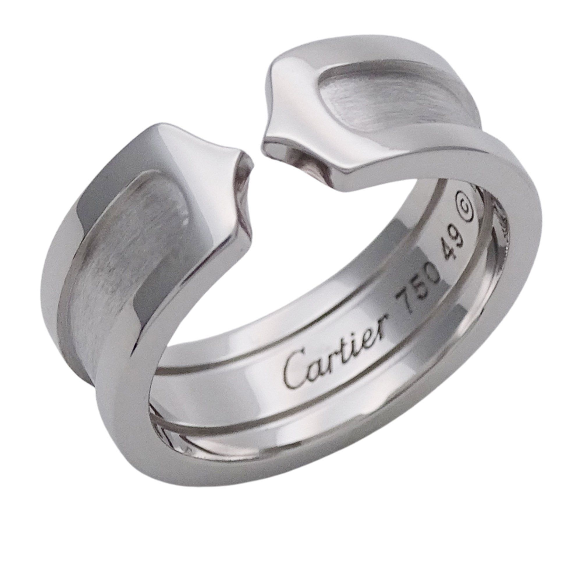 Cartier ring for women, brand name ring, 750WG C2 white gold, #49, approximately size 9, polished je