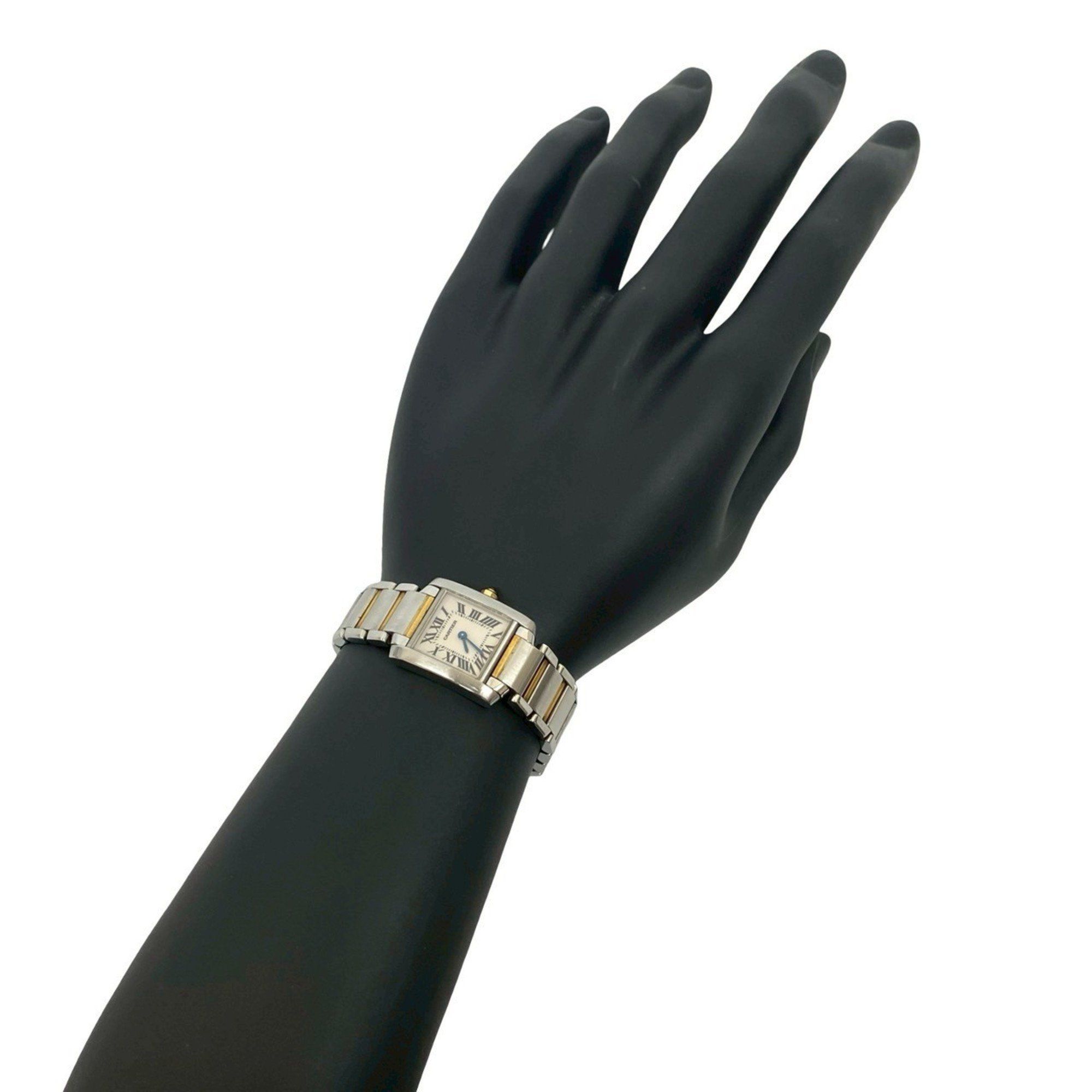 CARTIER Tank Française SM Stainless Steel Wristwatch in Silver and Gold (m992a)