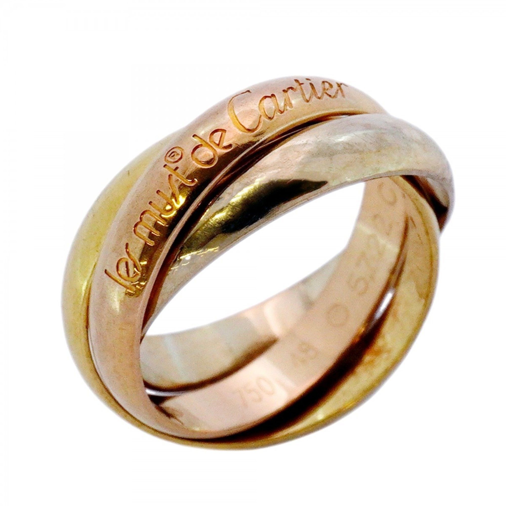 Cartier Trinity Ring, 18K Yellow Gold, White Pink #48, Women's