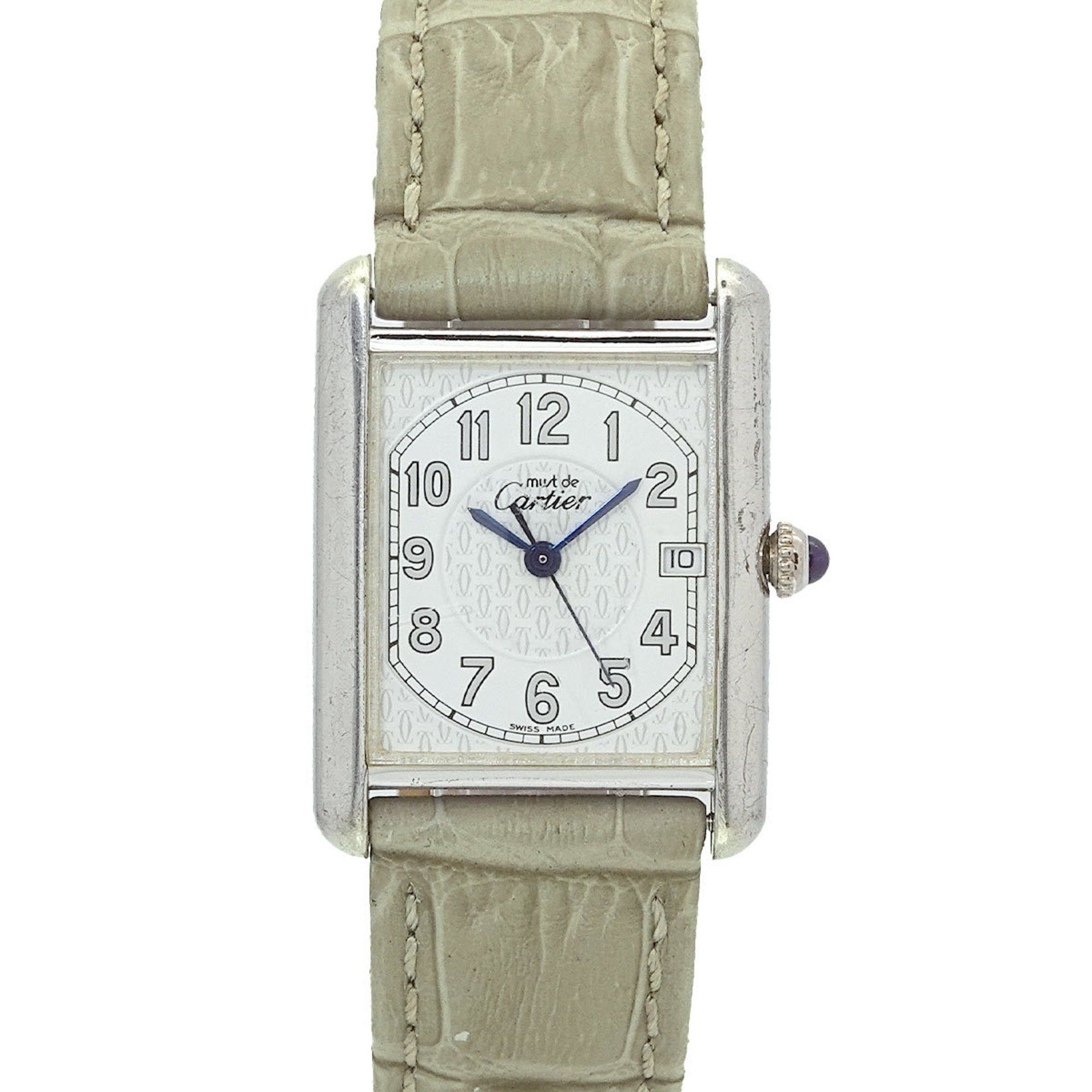 Cartier Must Tank LM Boys' Watch with Date Display, White Dial, SV925 Quartz Movement