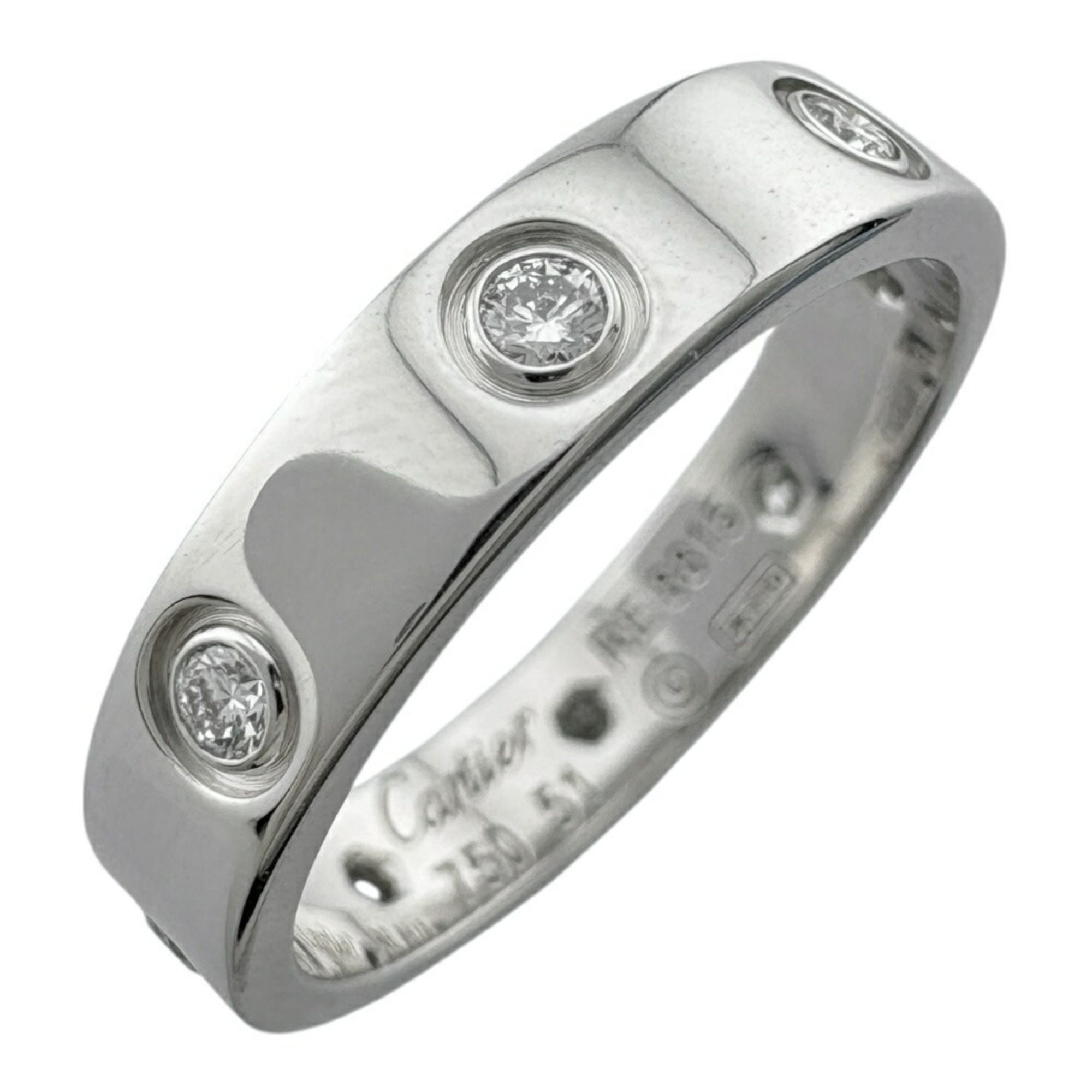 Cartier Mini Love Full Diamond Ring, Size 11, 18K Diamond, Women's, CARTIER BRJ10000000143554