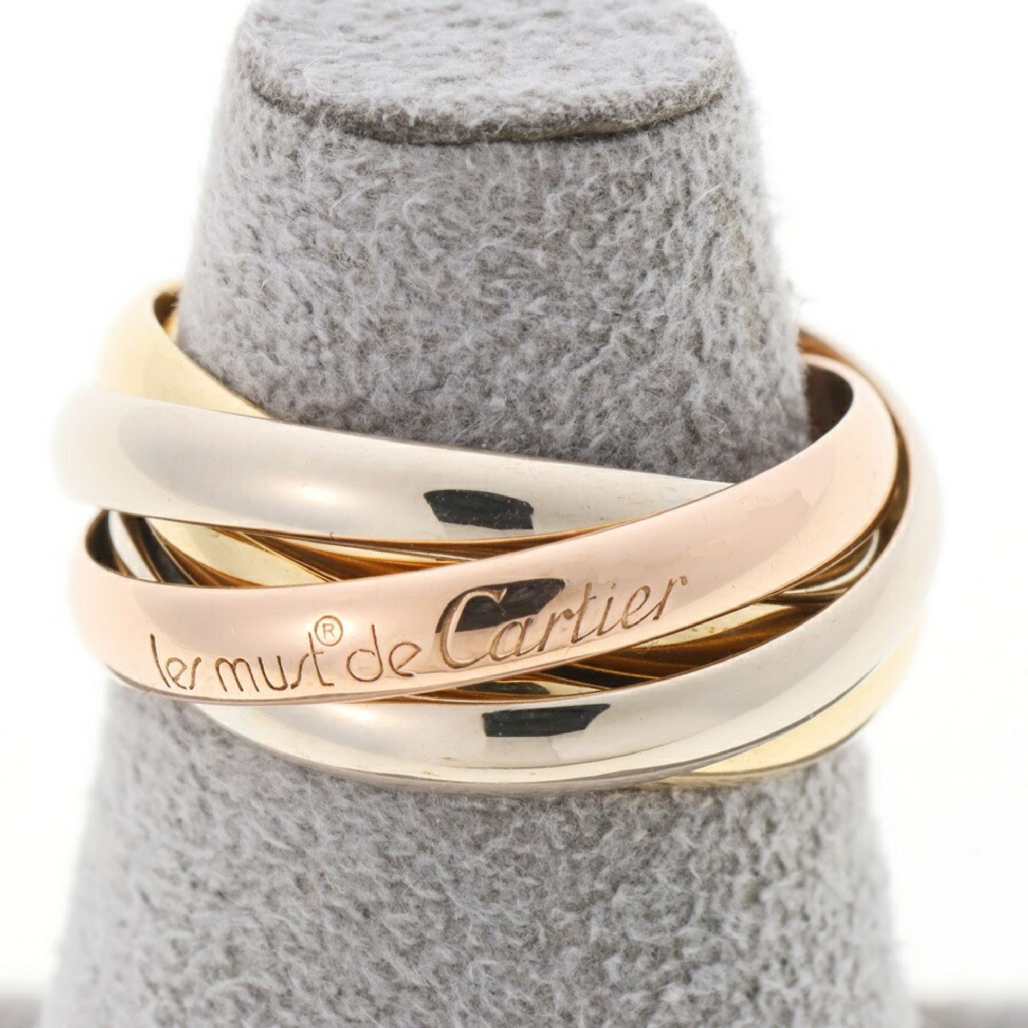 Cartier Trinity 5-Row Ring 18KYG PG WG Three-Color Gold #8 70229
