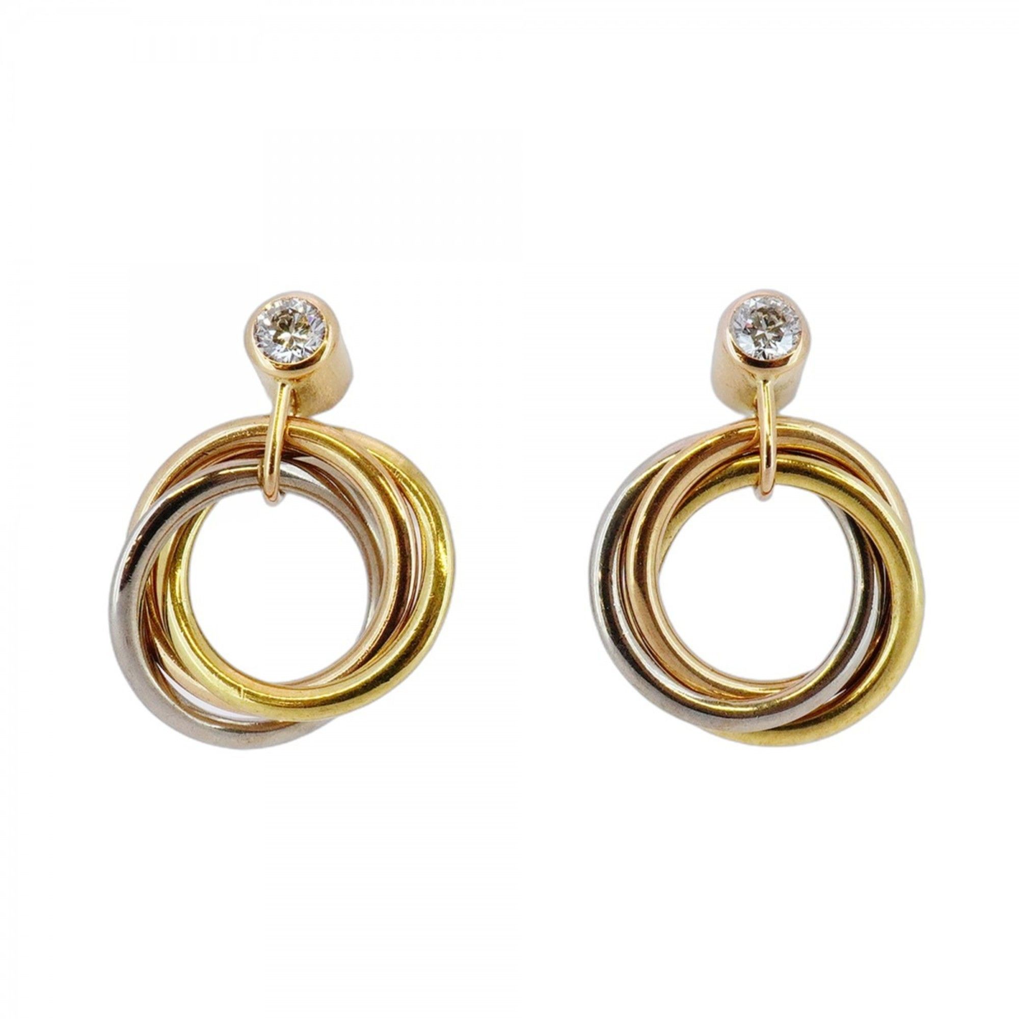 Cartier Trinity Earrings in 18K Yellow Gold (K18YG), White (K18WG), and Pink with Diamonds for Women