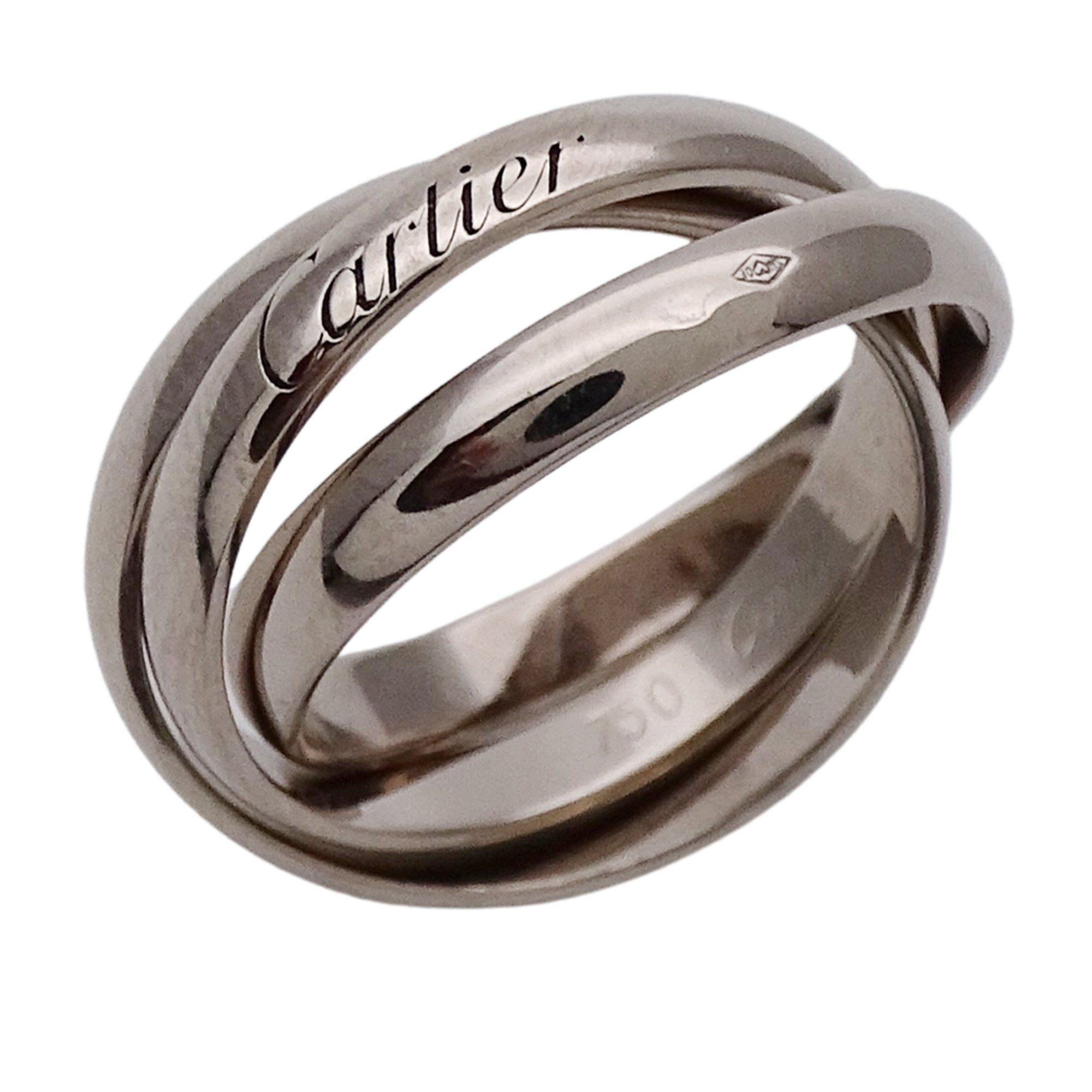 Cartier ring for women, brand name ring, 750WG Trinity white gold #50, approximately size 10, 3-stra