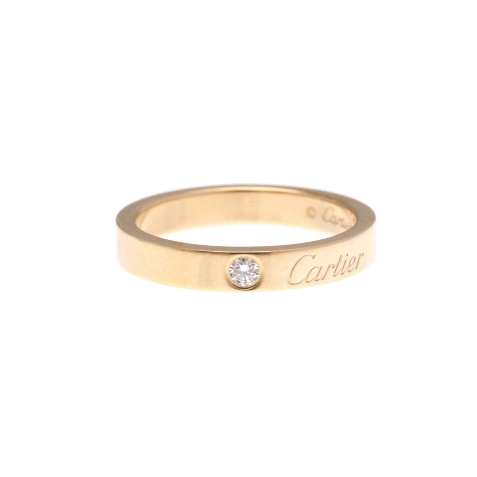 Cartier Engraved Ring With 1 Diamond Fashion Diamond Band Ring Pink Gold