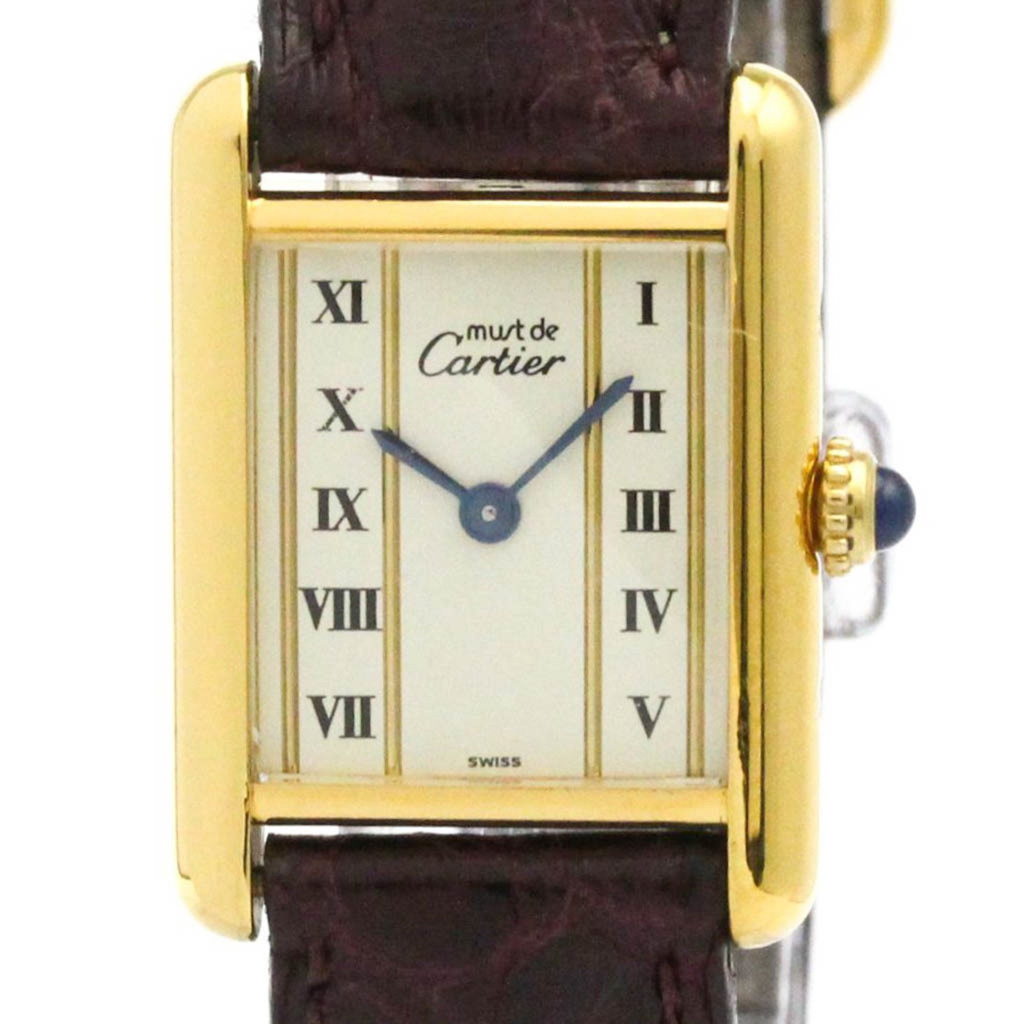 CARTIER Must Tank Vermeil Gold Plated Quartz Ladies Watch 5057001