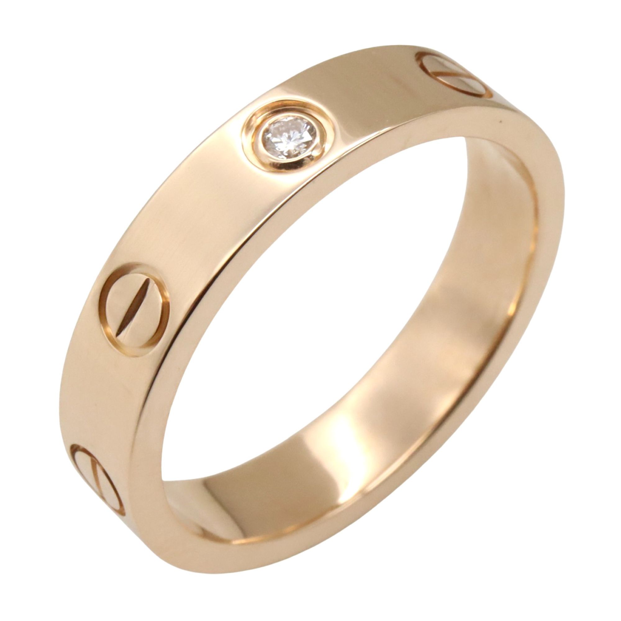 Cartier Mini Love Ring (1PD) in 18K Pink Gold with Diamonds, Clear, for Men and Women