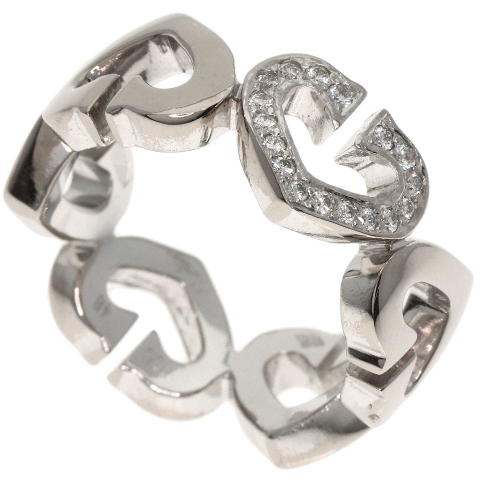 Cartier C Heart 1P Diamond #48 Ring 18K White Gold Women's CARTIER