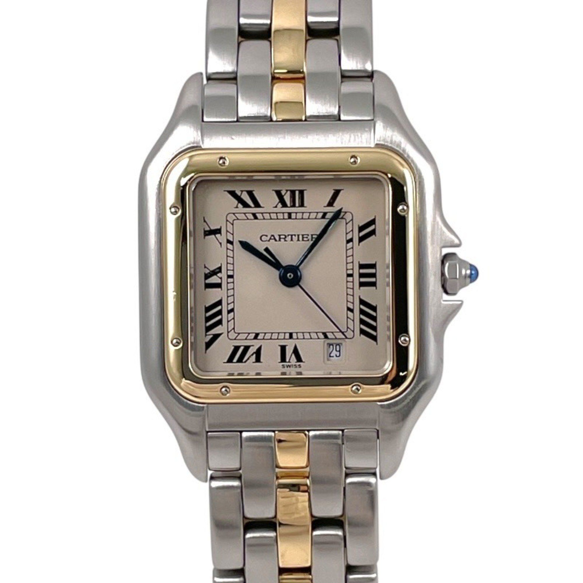 CARTIER Panthère MM 1-Row W25028B5 Watch, Stainless Steel and Yellow Gold, Women's, Quartz, Date, Me