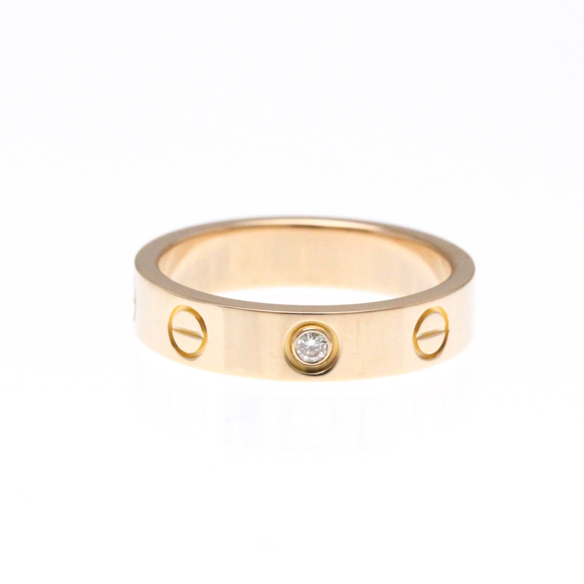 Cartier Mini Love Ring 1P Diamond Pink Gold (18K) Fashion Diamond Band Ring Pink Gold