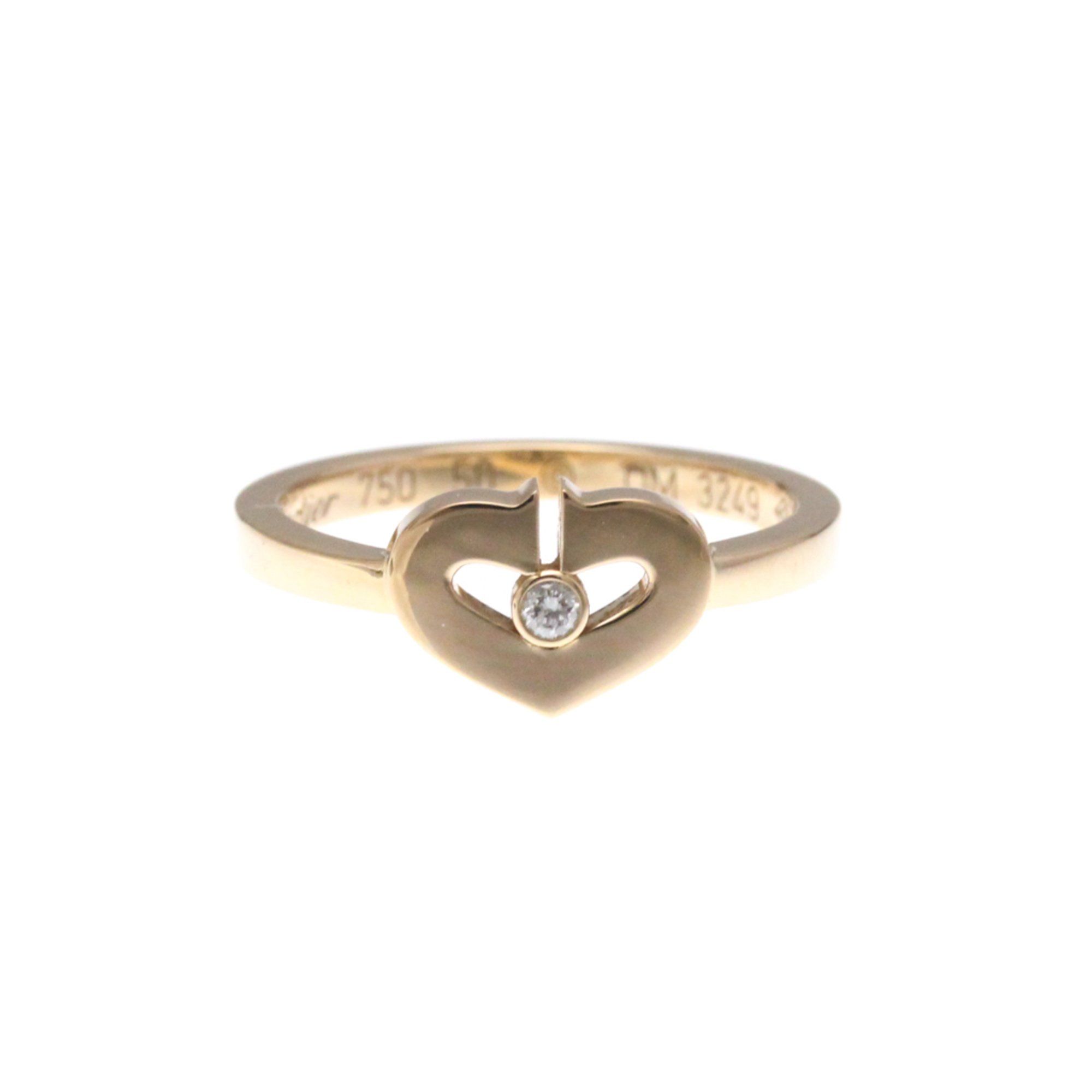 Cartier C Heart Ring 1P Diamond Pink Gold (18K) Fashion Diamond Band Ring Pink Gold
