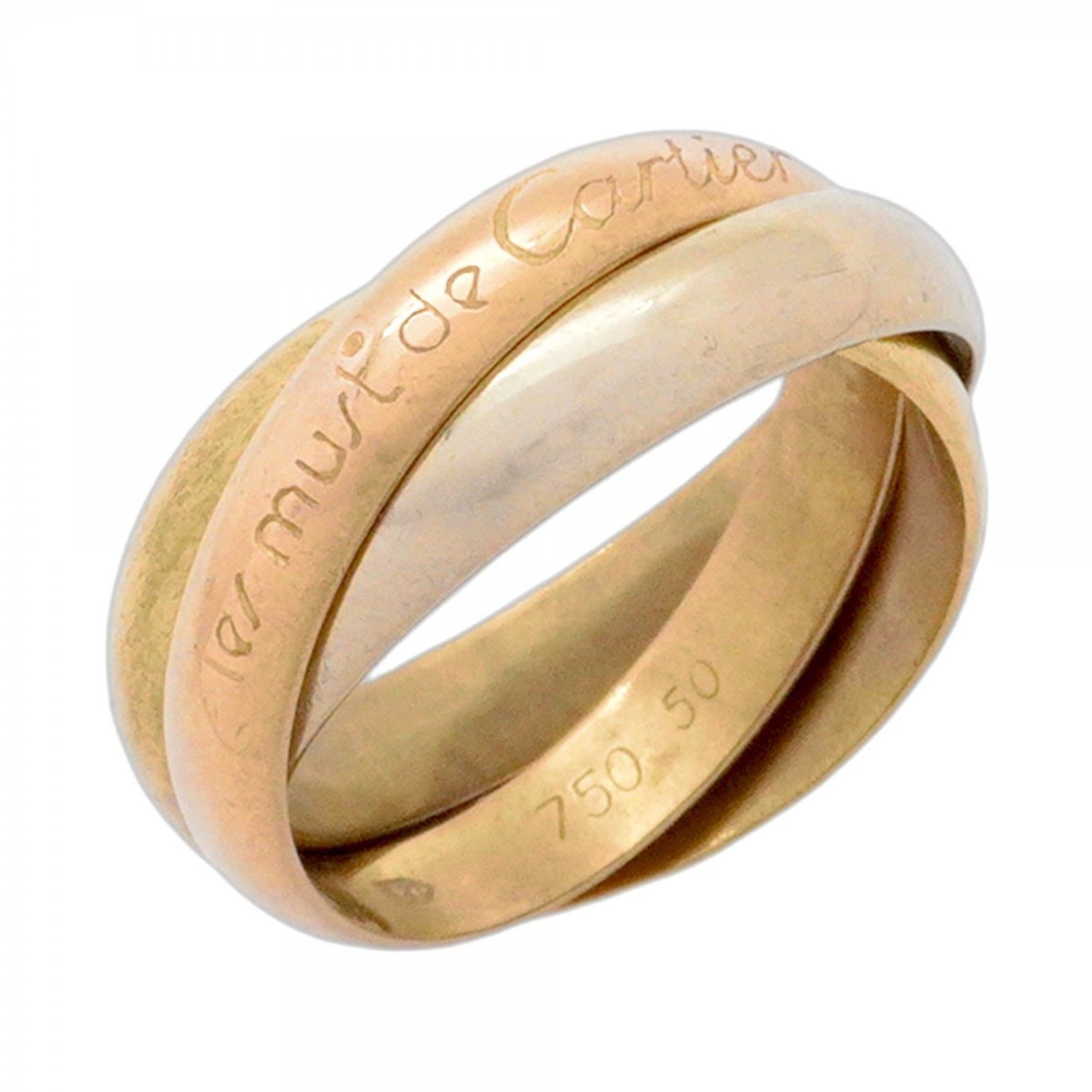 Cartier Trinity Ring, 18K Yellow Gold, White Pink #50, Women's