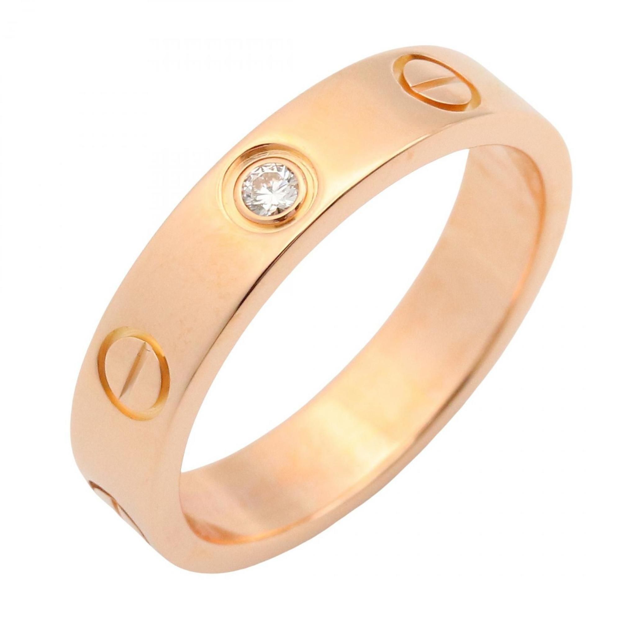 Cartier Mini Love Ring (1PD) in 18K Pink Gold with Diamonds, Clear or Gold, B4050700