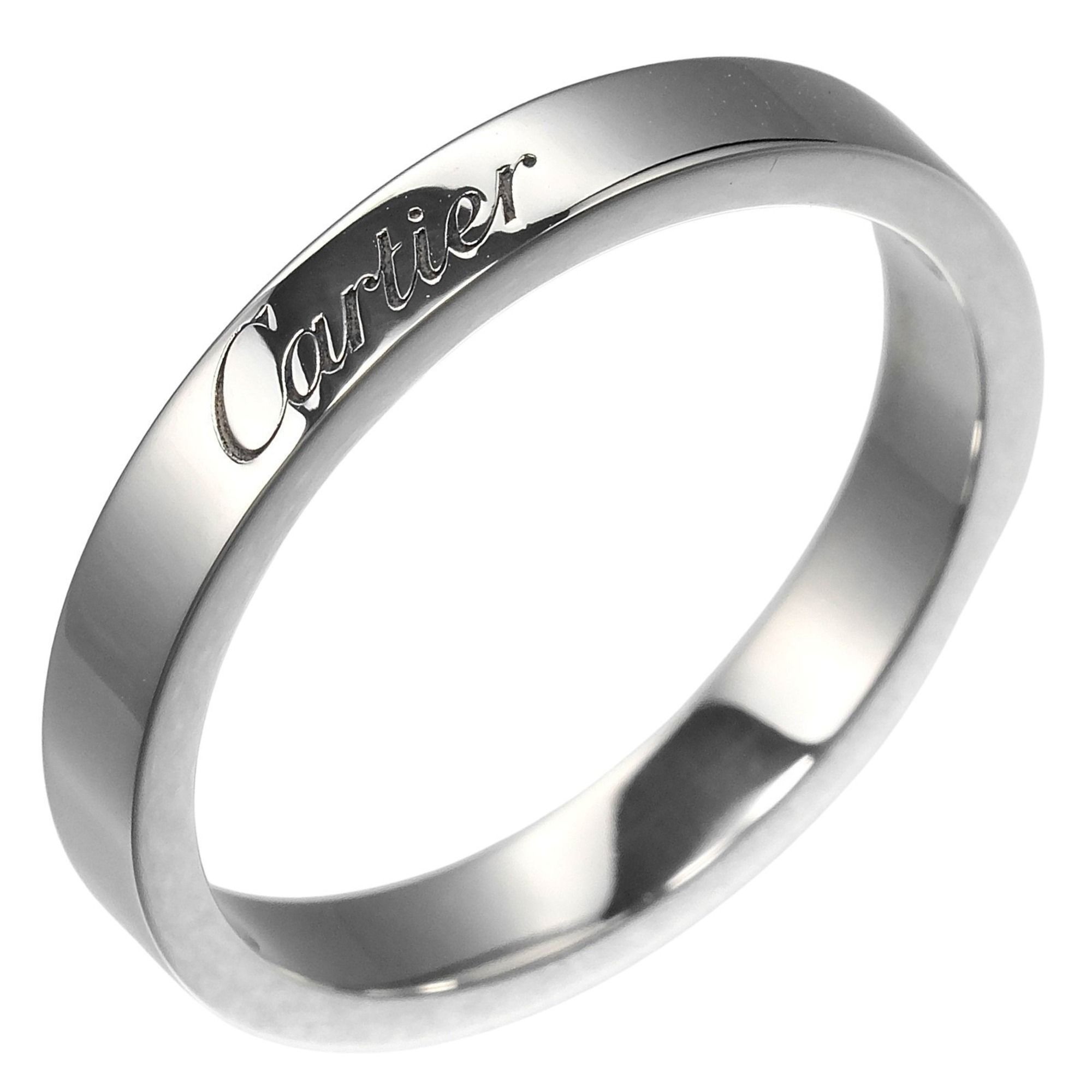 Cartier C de Engraved Ring, Size 13.5, Pt950 Platinum, Approx. 5.3g
