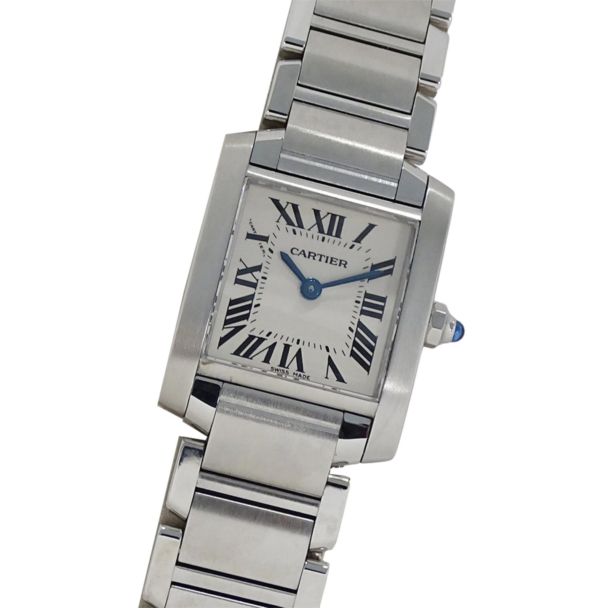 Cartier Tank Française Women's Watch, SM Quartz, QZ Stainless Steel, W51008Q3, Silver/Ivory, Polishe