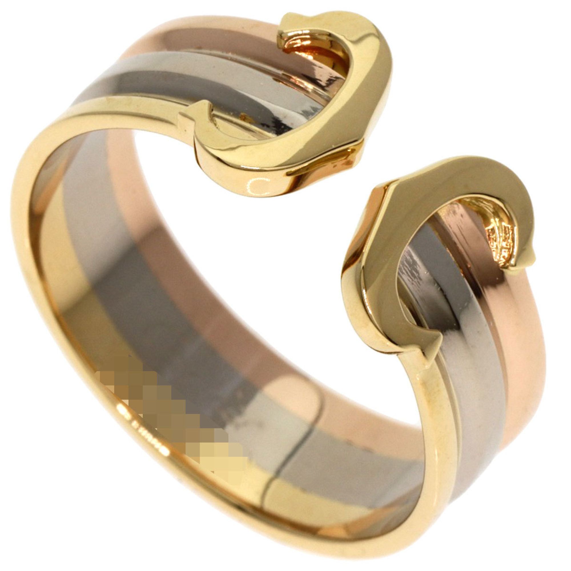 Cartier 2C Small #49 Ring, 18K Yellow Gold, K18WG, K18PG, Women's