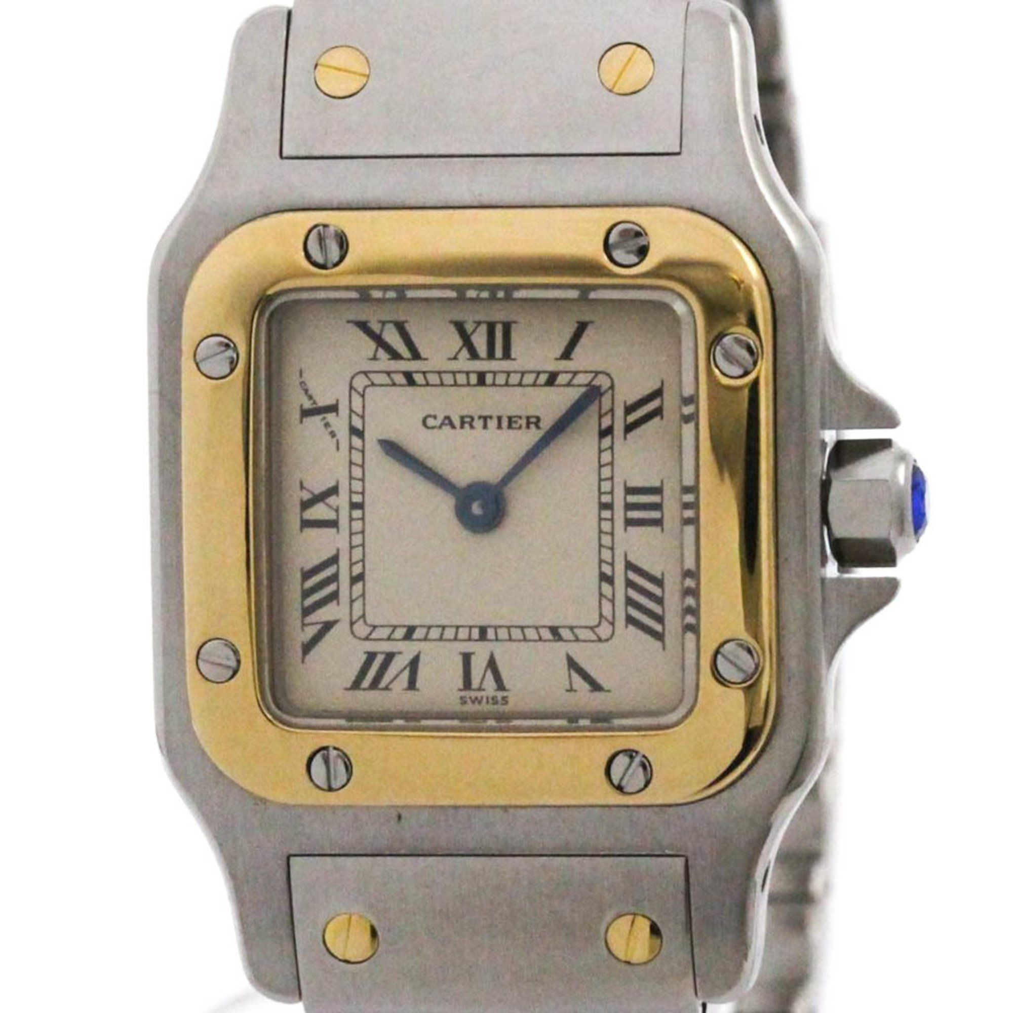 CARTIER Santos Galbee 18K Gold Steel Ladies Watch W20012C4 Polished