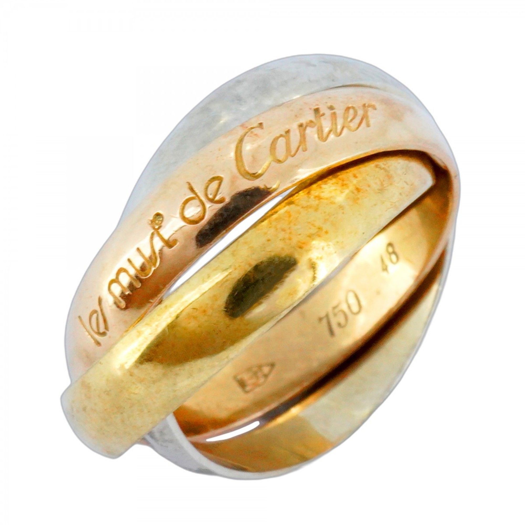 Cartier Trinity Ring, 18K Yellow Gold, White Pink #48, Women's
