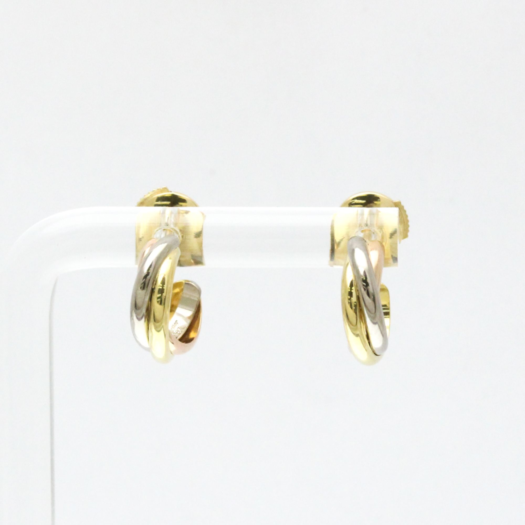 Cartier Trinity Earrings No Stone Yellow Gold (18K),Pink Gold (18K),White Gold (18K) Half Hoop Earri